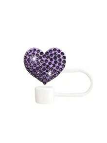 Premium Silicone Straw Cover With Sparkling Rhinestone Heart Decoration, Reusable Beverage Cup Lid, Compatible With 30oz And 40oz Tumblers, Glam Decor Accessory For Women, Suitable For Multiple Holidays And Birthday Gifts - Multicolor - View 19