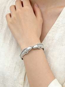 Creative Fashion Personalized Lucky Fish Silver Bracelets Pisces Double Fish Retro Animal Opening Bangles Jewelry - Pisces Bracelet - View 8