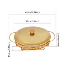 RibasuBB Gold Clear Oval 2L Chafing Dish Buffet Server With 2 Alcohol Burners Countertop Stand - Default - View 1