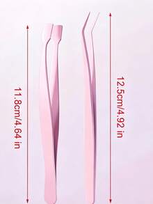 2pcs Stainless Steel Flat Head Eyelash Tweezers Set, Eyelash Curler & Lower Lash Curler, Non-Stick Precision Eyelash Extension Tools, Essential For Women, School & Travel - Multicolor - View 7