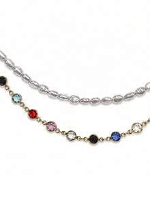Women's Pearl Necklace, Detachable Wear, Random Bead Color - Multicolor - View 3