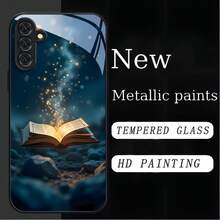 Metallic Paint Tempered Glass Phone Case Suitable For Galaxy A14 A24 4G A04 A04S A05 A05S A06 AiPhone13 A15 AiPhone16 A22 A23 A24 A25 A26 A32 A33 A34 A35 A52 A52S A53 A54 A55 A56 5G Galaxy S21 S23 S24 S25 FE S22 Plus Ultra S25 Edge Fashion Beauty Soft Edges And Hard Case Gifts-EF2299 - Black - View 5