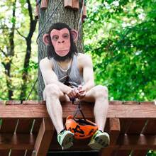 Rubber Black Fur Monkey Face Latex Ape Gorilla Mask Funny Animal Full Face Head Cover Halloween Cosplay Prop, Christmas - View 3