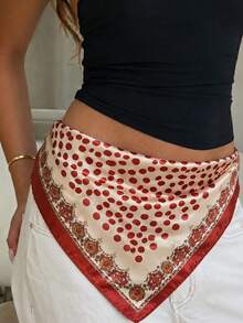 1 buah Syal Kepala Musim Semi Motif Polkadot Minimalis 2026, Aksesori Sabuk Multifungsi Wanita, Ikat Kepala dan Selendang Kepala Modis - Merah - View 4