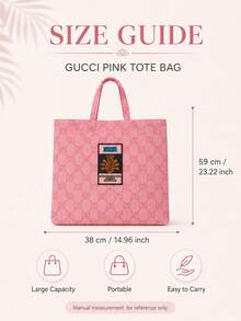 Gucci Pink Tote Bag 38*59cm, Canvas Fabric, Durable And Practical, Large Capacity For Commuting And Travel, Exquisite And Versatile Gift Box - Pink - View 11