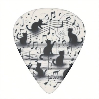 10 miếng gảy đàn guitar hình mèo và nốt nhạc - thiết kế bóng đổ rực rỡ, chất liệu ABS, phù hợp cho guitar và ukulele, quà tặng ngày lễ lý tưởng, phụ kiện guitar, bao gồm hộp đựng