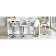 Modern Bar Stool Set (Set Of 2) / High-Quality Linen Bar Stools, -Plated Steel Frame / Easy To Install / High Load Capacity / Suitable For Home Bars And Restaurants - 淺灰色 - 查看 2