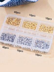Crimp Beads Kit For Jewelry Making | U-Shape Wire Protectors, Metal Bead Stopper, Crimp Charms For Bracelet Necklace Ends Additions, 18K Gold - Multicolor - View 10