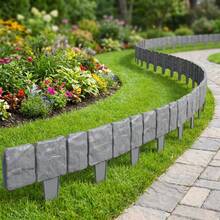 AXOSY 17Pcs Dark Grey Cobbled Stone 2.5D Texture Garden Lawn Edging Plant Border - Hammer-In Installation For Lawn, Garden, Vegetable Beds, Courtyard & Patio Landscapin - B - View 6