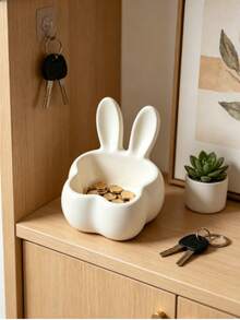 Cute Rabbit Storage Bowl (3D Printed) Desktop Key & Coin Tray, Entryway Jewelry & Cosmetic Organizer, Living Room Coffee Table Candy & Snack Container, Bedroom Nightstand Sundries Organizer, Creative Adorable Home Decor Ornament - Multicolor - View 2