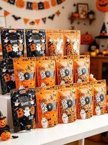 10pcs Halloween Standing Gift Bags, Halloween BOO Ghost Pumpkin Tote Bags, Halloween Party Small Gift Bags, Halloween Trick Or Treat Candy Bags, Happy Halloween Decorations, Halloween Party Supplies, Halloween Party Sealed Sweet Bags Cookie Bags, Halloween Table Decor, Halloween Store Shopping Bags, Halloween Kitchen Baking Bags, Halloween Home Decor, Room Decor, Halloween Gifts, Party Fillers - Halloween BOO Ghost - View 3