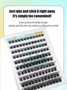 120 Clusters Glue-Free Self-Adhesive D Curl European & American Style Dense Segmented Eyelash Extensions DIY Fluffy Mink-Like 30D Waterproof Durable False Lashes For Daily Eye Makeup - 查看 9