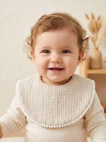 6 Buah Celemek Bayi Baru Lahir Warna Permen dengan Pinggiran Bola Salju yang Lucu, Set Celemek Bayi Lembut dan Ramah Kulit, Cocok untuk Penggunaan Sehari-hari di Semua Musim - MultiWarna - View 7