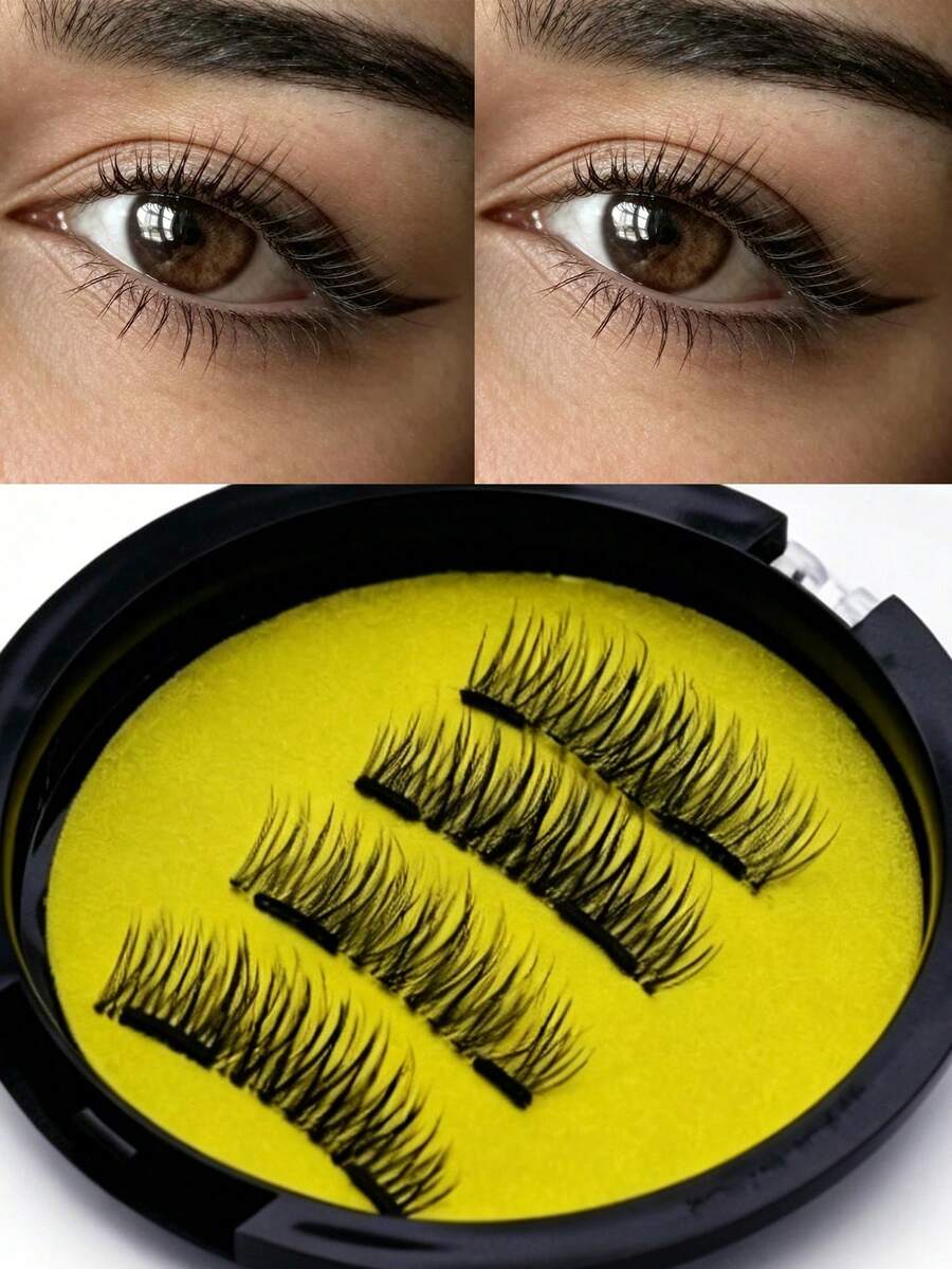 1 Pair Magnetic False Eyelashes, No Glue Needed, Long And Curly, Fluffy Cat Eye Effect, Reusable, Suitable For Daily Makeup, Cosplay Events, Party Looks And Date Nights, Perfect For Women And Girls Who Want Anime-Style Clustered Lashes - View 1