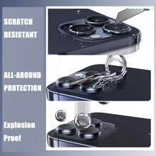 Yezodawee 3 pièces/Set Film protecteur d'objectif de caméra haute définition transparent, convient pour iPhone 17 Pro Max/17 Pro/17/Air/16e/16Pro Max/16Pro, anti-rayures, dureté 9H, installation sans bulles, livré avec autocollant anti-poussière, offre la protection nécessaire, bleu - Bleu azur - Voir 3