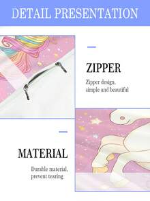 2/3pcs Pink Cartoon Rainbow Unicorn Print Duvet Cover Set, Sweet Girl Style Polyester Fabric Bedding Set, Customizable Personalized Name Print, Suitable For Girls Bedroom Daily Use, Birthday Christmas All Season Decoration - Multicolor - View 7