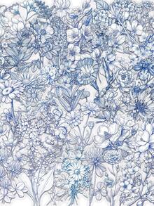 50pcs Blue And White Floral Patterns Flower Stickers / For Skating And Cycling / Luggage / Diary Notebooks / Phone Cases / Fridge Guitar Skateboard Decoration / Valentine's Day Limited Edition And Other Holidays Perfect Gift - 1 Set - View 1