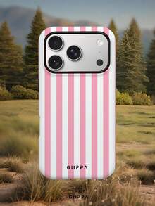 GIIPPA 1pc Pink & White Striped Pattern Design, Phone 17 Pro Max Phone Case, Compatible With Phone 16 Pro Max, 15 Pro Max, 14 Pro Max, Korean Style High-End Fashion & Fun Phone Case, Compatible With 11/12/13/14/15/16 Pro Max Plus, Elegant Design Suitable For Men And Women, Perfect Gift For Girlfriend On Christmas, Valentine's Day, Easter, Wedding Season And Birthday! - Multicolor - View 7