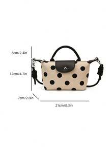 1pc Rainbow Striped Fashion Woven Patchwork Daily Handheld Dumpling Bag - Beige - View 6