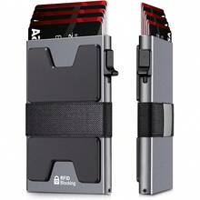 Men's Slim RFID Blocking Smart Pop Up Wallet, Minimalist Credit Card Holder, Novelty Money Clip, With Durable Expandable Backplate, Pocket Purse - Multicolor - View 12