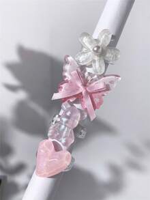 4件組原宿風Y2K彩色蝴蝶結、花朵、小熊、愛心亮片戒指組,甜美可愛精緻女款戒指套組,適合約會、派對、聚會,送給好友、姊妹、女友的禮物 - 粉色 - 查看 7