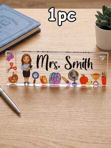 Customized Photo Cartoon Teacher Acrylic Desktop Nameplates, 1/3/5-Piece Sets, Classroom Desktop Decoration Gifts For Teacher's Day, Suitable For Graduation Season, New Teacher Induction Ceremony, Teacher's Day, And School Commendation Activities. - Multicolor - View 13