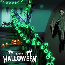 30pcs LED 3D Eyeball String Lights, Halloween Decorative Lights, Battery Powered, Suitable For Outdoor And Indoor, Ideal Decoration For Garden Party - Green Eyes - View 1