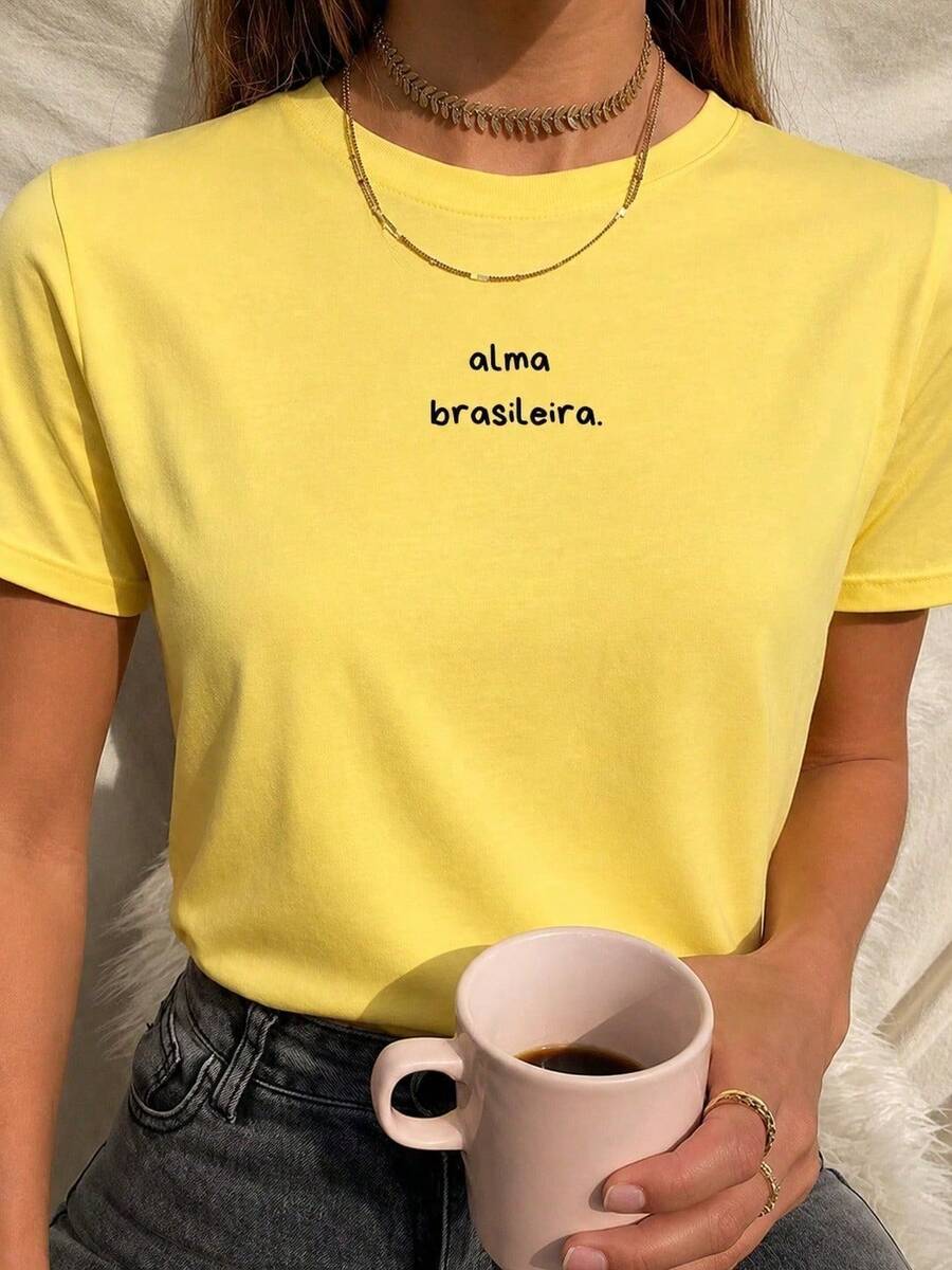 Women's T-Shirt/Blouse Alma Brasil Copa Brasil Stylish 100% - 黃色 - 查看 1