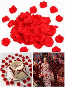 300/600pcs Artificial Silk Red Rose Petals, Wedding Aisle Flower Petals, Room Decor, Birthday Decor, Wedding Decor - Red - View 1