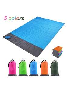1pc Ultra Waterproof Beach Mat With Drawstring Pocket, Super Portable, Durable, Quick Fold, Suitable For Outdoor Camping, Home Use, Waterproof And Easy To Clean, Polyester Material - Multicolor - View 2
