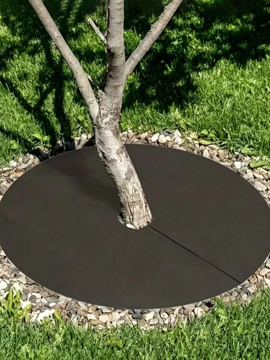 4pcs Large Round Control Fabric, Breathable Moisture-Retaining Garden Ground Cover For Trees, Non-Woven Breathable Frost-Proof Barrier Mat, Lawn Protection Pad, Plant Control Mat, Tree Cover Ring Protection Pad Barrier, Effectively Inhibits Growth And Protects Plant Roots, Reusable Tree Barrier Mat, Control Garden Fabric Cover, Used For Root Control And Protection
