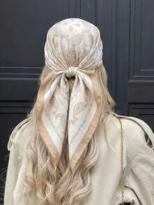 1pc 2026 New Simple Polka Dot Print 60cm Square Scarf, Versatile Bandana For Women, Waist Tie, Hair Accessory, Fashion Neckerchief - Khaki - View 4