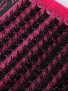 384 Clusters C Curl 120D Thick Fluffy Fish Tail Eyelashes High Capacity Eyelashes Book, Beginner Friendly, Easy Use For Diy Eyes Makeup, Long Lasting Classic Realistic Mix Lash Lashes Extension For Enlarge Eyes,Natural Look Fishtail Cluster Lashes - Hot Pink - View 10