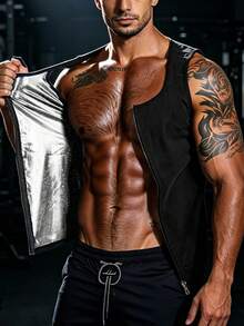 ARUNOW Rompi Sauna Pria dengan Resleting, Tanpa Lengan, untuk Latihan Atletik, Lari, Kebugaran, dan Olahraga, Mampu Menyerap Keringat, Cocok untuk Gym, Latihan, Lari, dan Olahraga Lainnya. - Perak - View 16