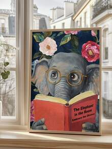 1pc Framed/Unframed Quirky Elephant Reading Book Wall Art Print Embrace The Obvious Fun Animal Posters Lover Gift, Humorous Wall Decor, Humorous Pigeon Reading 'The Art Of Pooping On People' Pink Literary Wall Art Print Funny Bathroom Decor - Animal - View 6