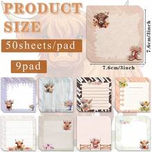 1/5pcs Highland Cow Sticky Notes, Cute Self-Adhesive Memo Pads, Office Decor Gift, Fridge Magnet, Student School Teacher Meeting Office Supplies, Suitable For Back To School Season - one-size - View 5