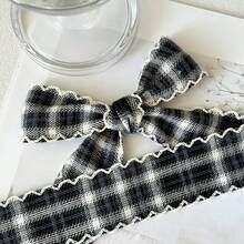 2 Yards Classic Plaid Wavy Trim Ribbon, Floral Bouquet Decorative Satin Ribbon, Suitable For Handmade Bouquets, Gift Wrapping, Party Decor, Floral Design, Gift Ribbon, Event Decoration, Floral Ribbon - 1pc Black - View 1