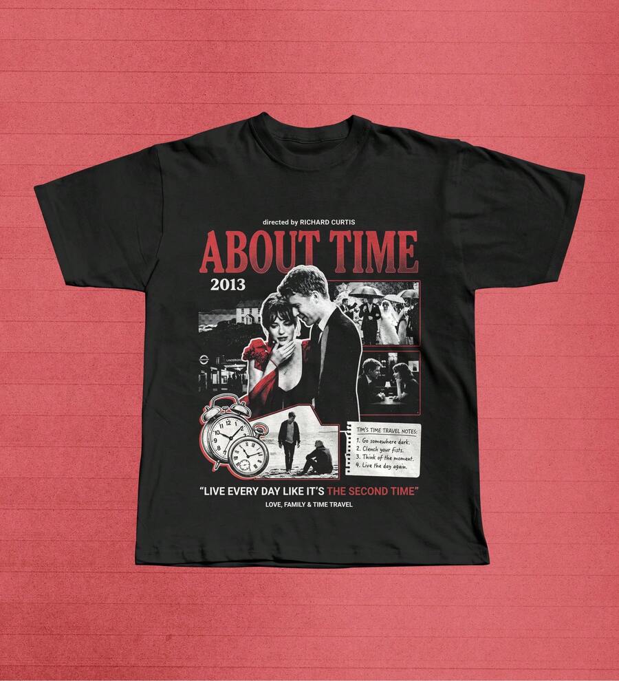 T-Shirt With Graphics From The Movie "About Time 2013", Richard Curtis's Time Travel Movie T-Shirt - 黑色 - 查看 1