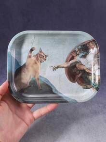 1pc Rolling Tray With Cigar Cat Pattern, Excellent Cigarette Rolling Tool, Ideal Holiday Gift - Print - View 15