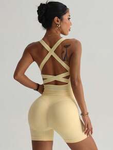 Women's Autumn Casual Knit Round Neck Solid Color Basic Camisole Tank Top , Suitable For Yoga, Gym, Running, Everyday Wear - Multicolor - View 4