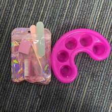 1 Set Pink Plastic Nail Soak Bowl Kit, Five-Finger Detachable Manicure Tool Set With Nail File Brush Cuticle Stick For Home Nail Care - Multicolor - View 9
