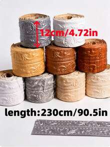 1 Rolle 4,72 x 90,5 Zoll selbstklebende Schaumstoff-Tapetenbordüre, abziehbarer und klebbarer Taillenleisten-Aufkleber, dekorative Eckleiste mit Blumenmuster, selbstklebender Randstreifen, geeignet für verschiedene Wandkanten, Decken, Büros, Lagerhäuser, Wohnzimmer, Türrahmen - C - Übersicht 2