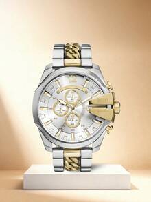 DIESEL Sport Diving Chronograph Series Men's Watch DZ4672, Professional Swimming Diving Chronograph Wristwatch, Dual-Tone Stainless Steel Band, Outdoor Daily Wear Wristwatch, Men's Birthday Gift Holiday Present - Silver - View 7