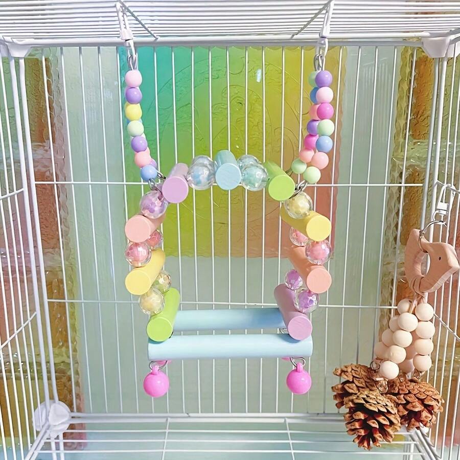Parrot Swing Bird Cage Accessories Double-Layer Climbing Frame Hanging Rings Bird Supplies Resting Station Pole Climbing For Play - View 1