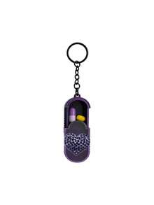 Portable Pill Box With Keychain, Portable Slide-Out Small Pill Box With Heart Pattern, Pill Storage Box For Office Workers, Travel Medicine Storage Box, Pocket Pill Box, Compact Small Pill Box, Daily Pill Storage Container, Waterproof Pill Box With Keychain Chain, Home Essential, Suitable For Work, Travel, School - Multicolor - View 11