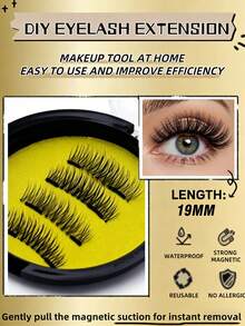 1 Pair Magnetic False Eyelashes, No Glue Needed, Long And Curly, Fluffy Cat Eye Effect, Reusable, Suitable For Daily Makeup, Cosplay Events, Party Looks And Date Nights, Perfect For Women And Girls Who Want Anime-Style Clustered Lashes - View 2