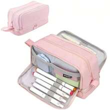 [Cosmetic Bag]Solid Color 3-Layer Fashionable Portable Travel Makeup Organizer Bag With Compartments - Multicolor - View 12