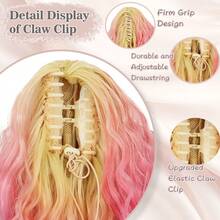 Claw Clip Colorful Ponytail Extension For Women 26 Inch Curly Pony Tail Clip In Hair Extensions Fluffy Natural Looking Synthetic Hairpiece For Daily Use - 彩色 - 查看 3