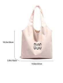 Dedoo Women's Large Capacity Shoulder Tote Bag, Letter Print Metallic Leather, Suitable For Young Women's Daily Commute, Shopping, Casual Handbag, All Season - White - View 9