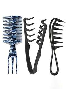 Juego de peines de estilismo para hombres, que incluye un peine de dientes anchos para peinados con textura, un peine para estilos pompadour, un peine de estilismo para looks voluminosos y un juego de peines de plástico para levantar la raíz - Multicolor - Ver 8